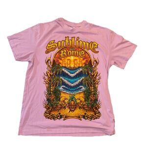 Sublime T-Shirt with Rome 2019 Summer Tour Band Tee, Pink Size Medium